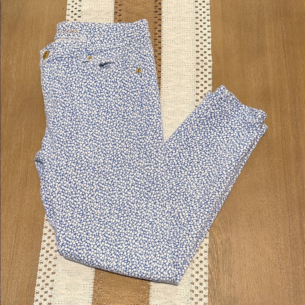 Michael Kors Blue and White Patterned Skinny Jeans